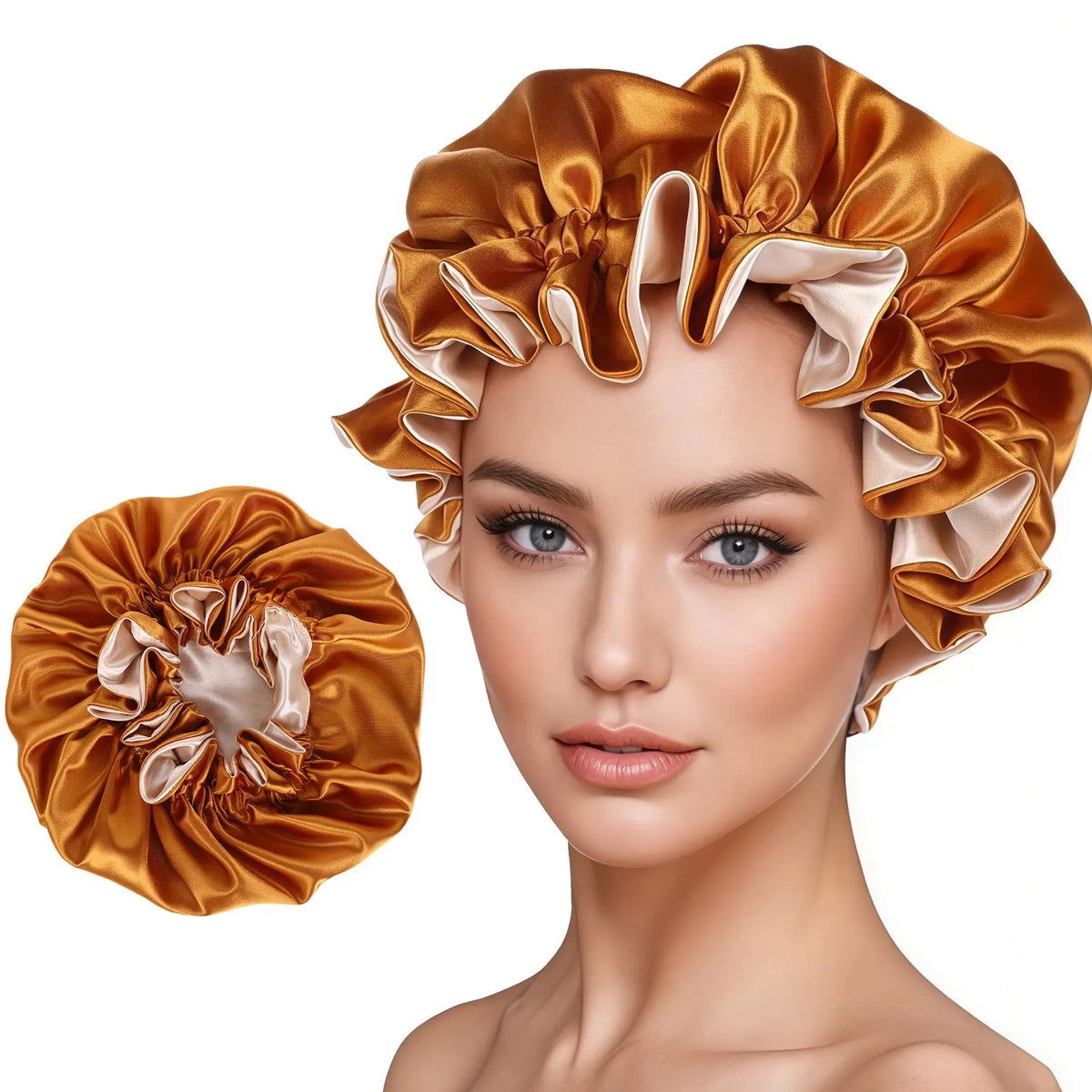 Two-Tone Satin Sleep Bonnet – Double Layer Reversible Hair Cap Satin Sleep Bonnet Babs GS