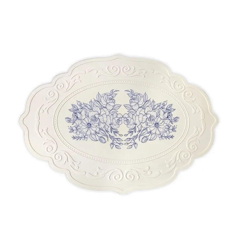 Carved Floral Silicone Placemat – Waterproof & Heat Resistant Silicone Placemat Babs Ivory 42x30 cm
