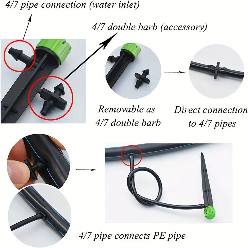 Adjustable 360° Drip Emitters on Stake – Garden Irrigation Drip Irrigation Emitters Babs
