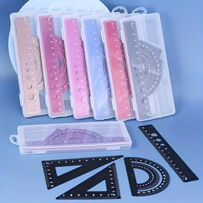 Metal Geometry Ruler Set – 4Pcs Precision Measuring Kit Geometry Ruler Set Babs