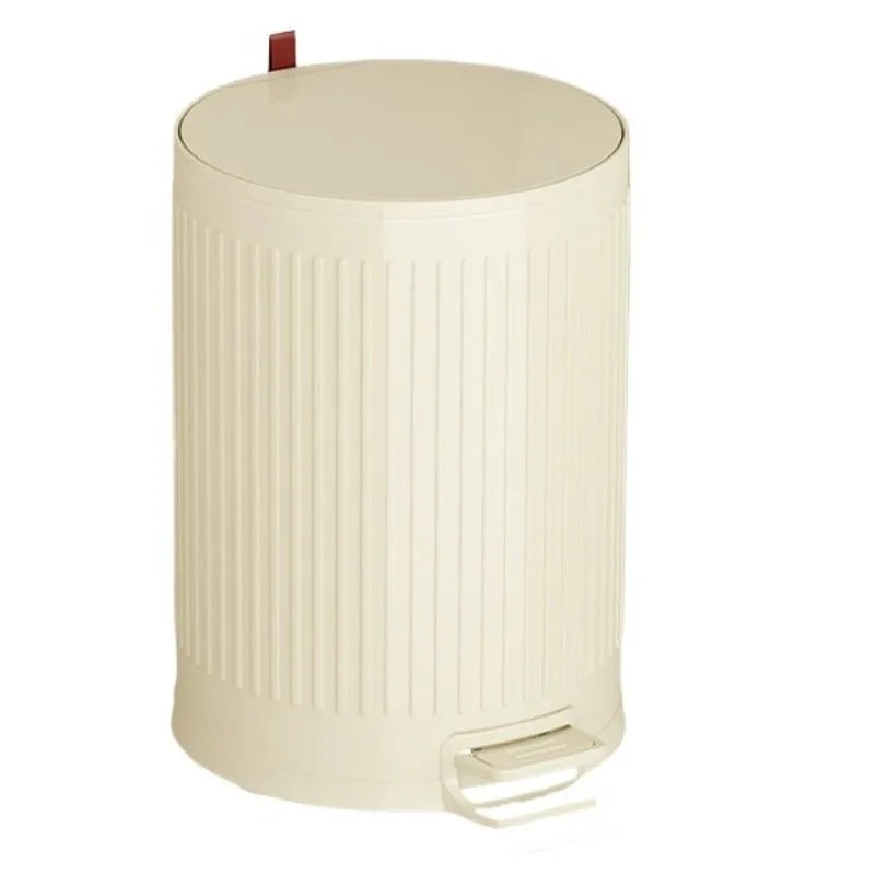 Stainless Steel Pedal Trash Can – 8L Round Kitchen Dustbin Pedal Trash Can Babs 8L-White-Embossing