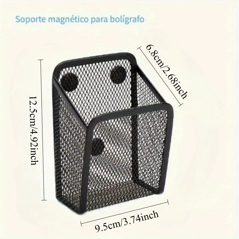 Magnetic Mesh Pen Holder – Strong Magnet Whiteboard Storage Box Magnetic Desk Organizer Babs 1pc