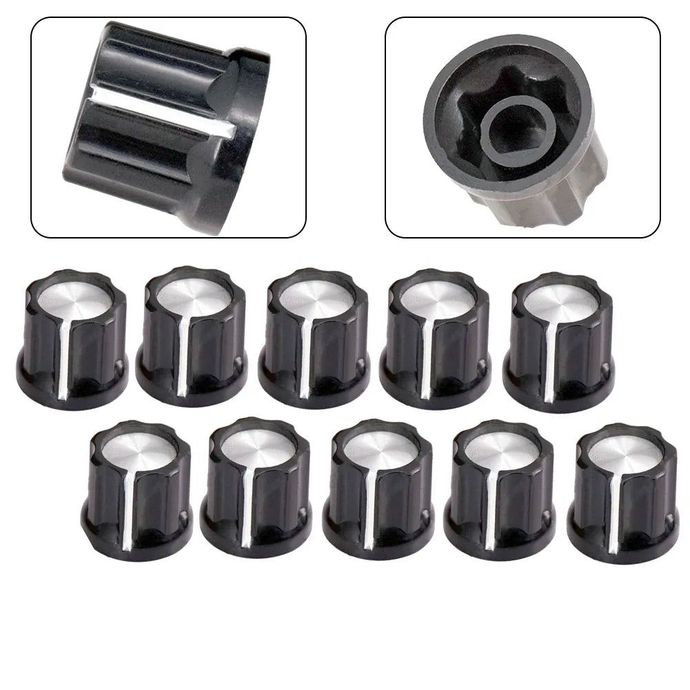 10pcs Guitar Tone Knobs D-Type 6mm Shaft Volume Control Guitar Tone Knobs Babs