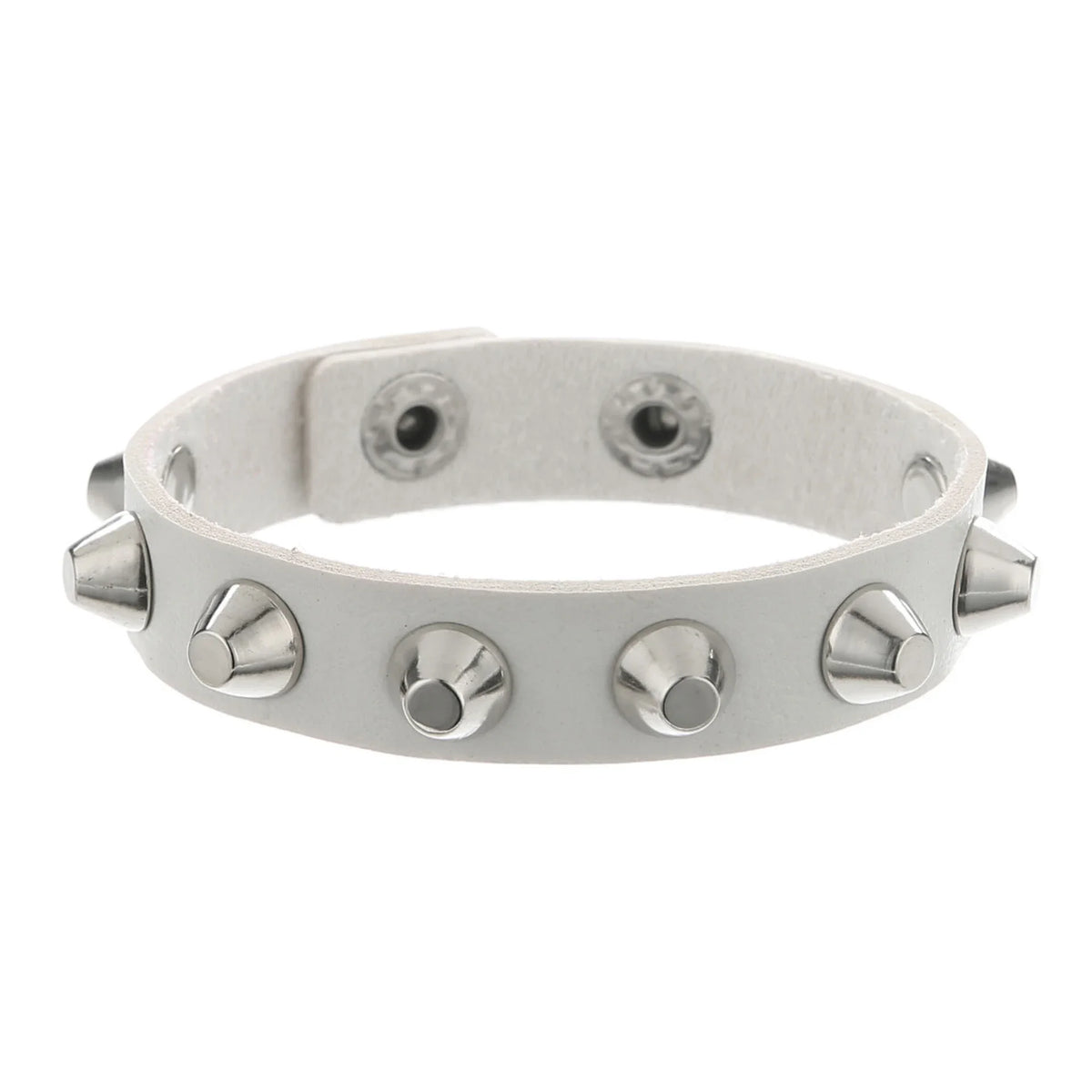 Punk PU Leather Rivet Cuff Bracelet – Unisex Rock Style Leather Cuff Bracelet Babs White