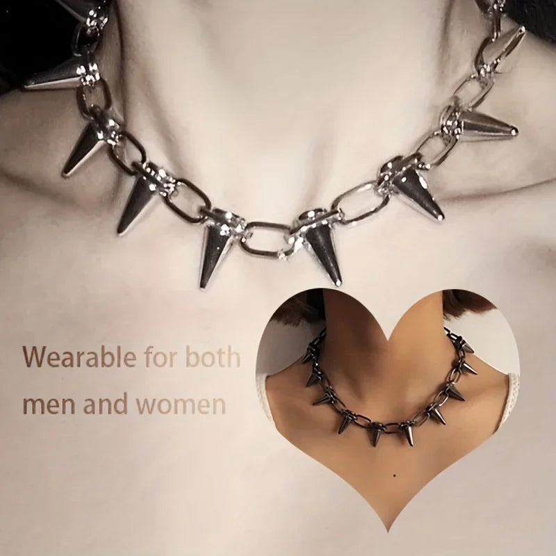 Punk Gothic Rivet Spike Choker Necklace – Hip Hop Style Choker Necklace Babs
