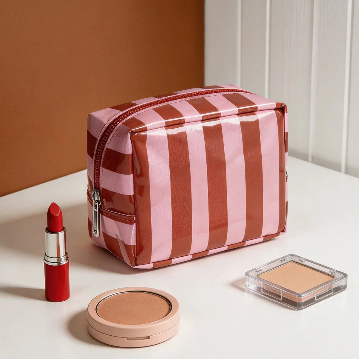 Striped Mini Makeup Bag with Zipper – Cute Cosmetic Pouch Cosmetic Pouch Babs
