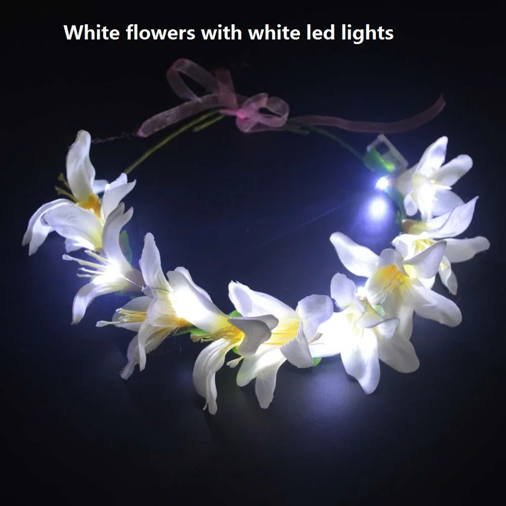 LED Flower Crown Headband – Glow Party & Festival Accessory LED Flower Crown Babs white