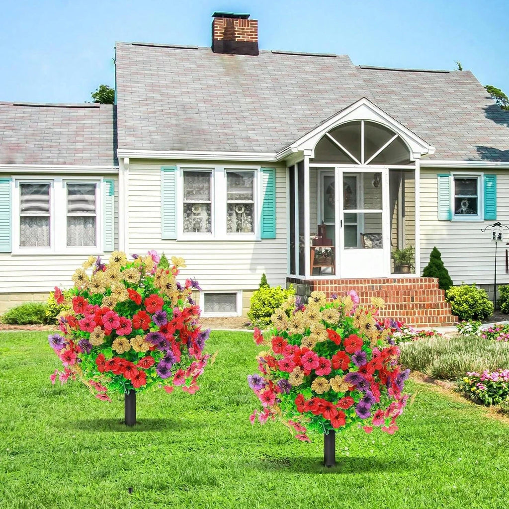 Artificial Silk Flower Ball Ground Stake – Colorful Garden Decor Artificial Flower Stake Babs