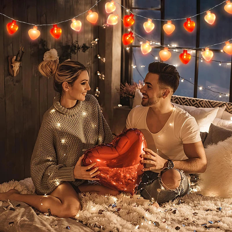 Red Heart LED Fairy String Lights 1.5M – Love Garland Décor LED String Lights Babs