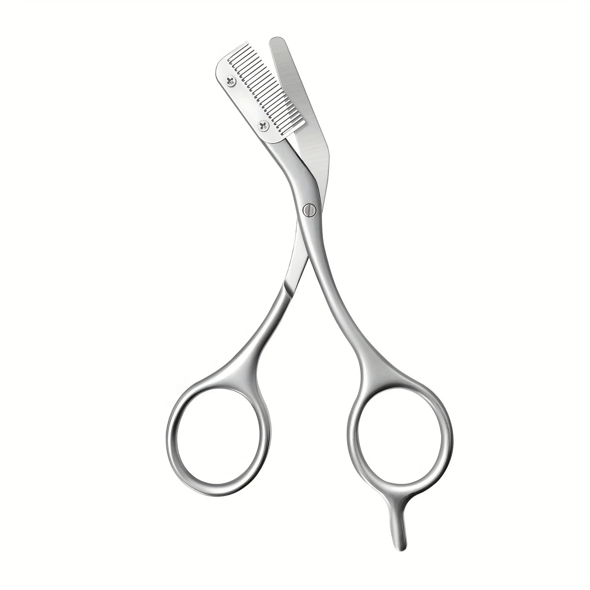 Stainless Steel Eyebrow Scissors with Comb – Ergonomic Design Eyebrow Scissors Babs Silver