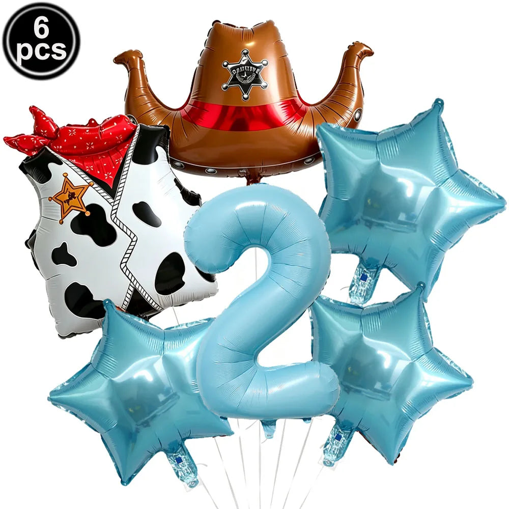 Western Cowboy Foil Balloon Set – 6pc Birthday Party Decor