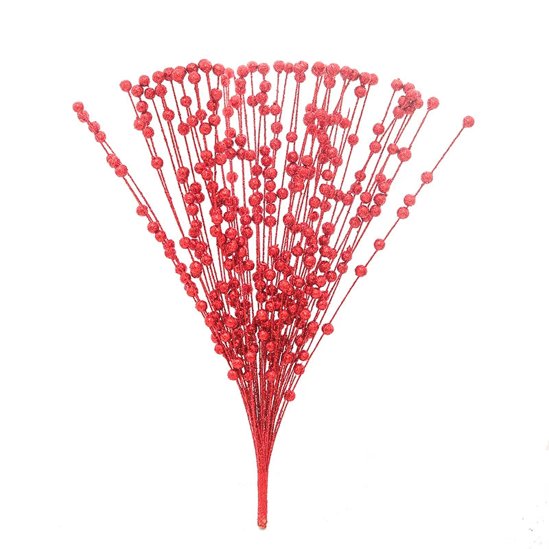Glitter Christmas Berry Artificial Foam Flower Stem | DIY Décor Artificial Flower Stem Babs Red