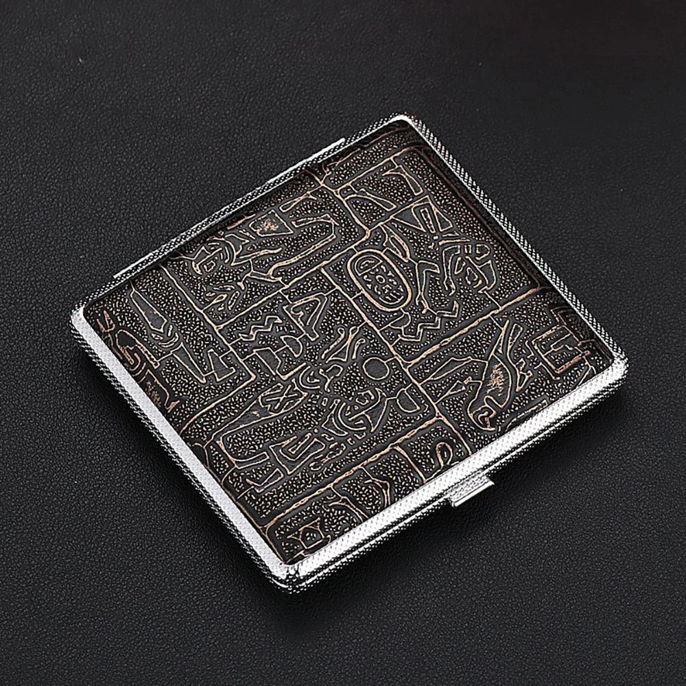 HOMEFISH 20-Stick Leather Metal Cigarette Case – Unisex Gift Leather Cigarette Case Babs