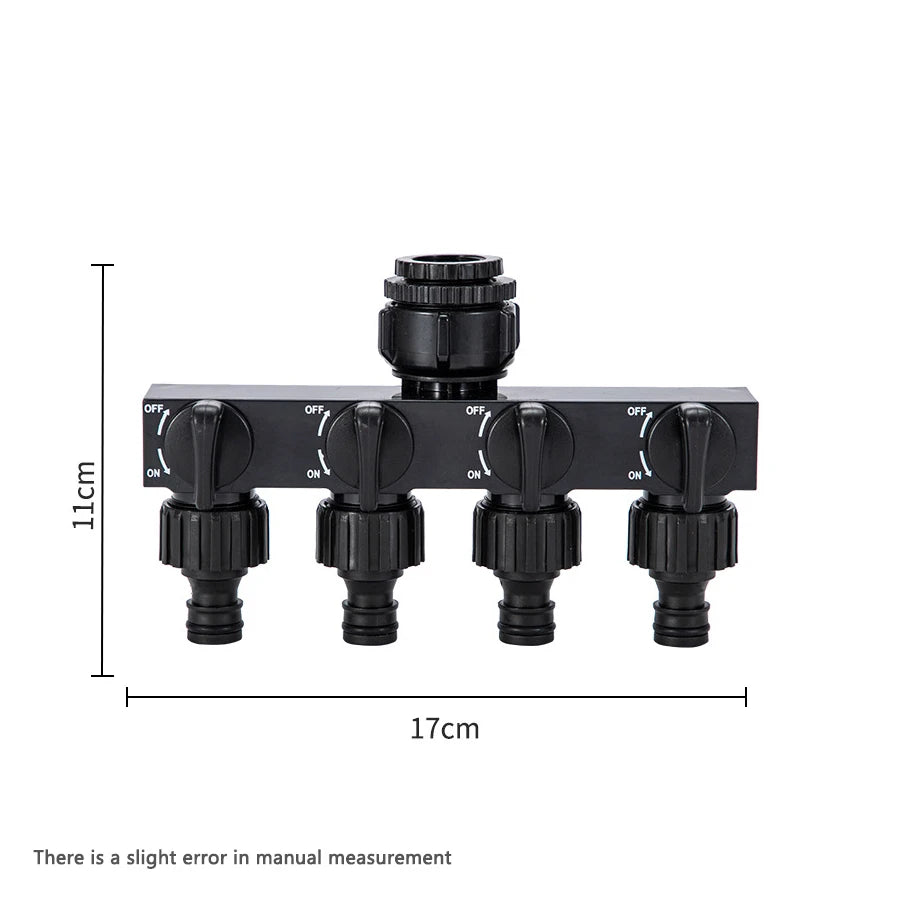 4-Way Garden Hose Splitter & Water Distributor | Irrigation Fitting Garden Hose Splitter Babs Black