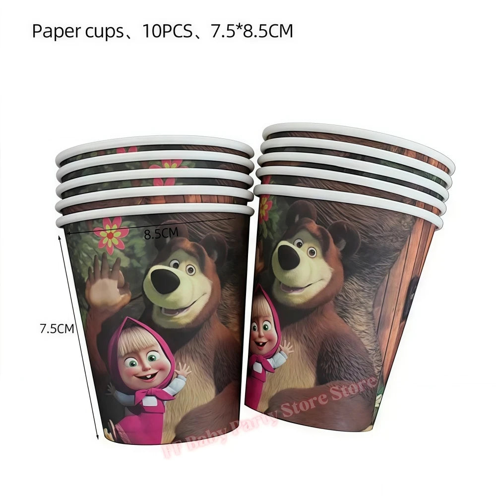 Bear Theme Kids Birthday Party Kit – Plates, Cups & Balloons Party Tableware Kit Babs Cup-10pcs others