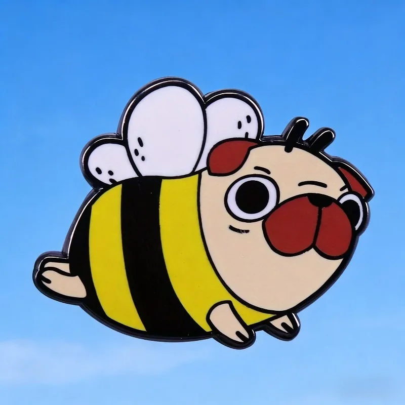 Pug Bee Mashup Brooch Pin – Fun Backpack Badge Decoration Brooch Pin Badge Babs