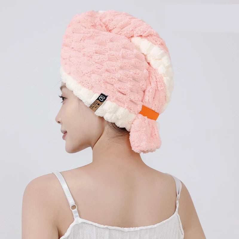 Quick-Dry Microfiber Hair Towel Cap – Oversized & Absorbent Hair Towel Cap Babs Pink