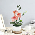 Butterfly Orchid Bonsai Artificial Flower with Vase – Home Décor Artificial Flower Arrangement Babs Spot Orange
