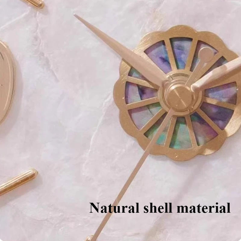 Natural Seashell Brass Desk Clock – Silent Quartz Home Decor Decorative Desk Clock Babs