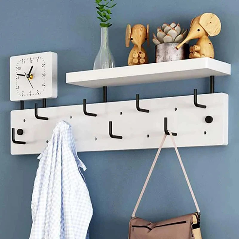 Wall Mounted Coat Rack with Shelf & 10 Hooks – Bamboo Wall Coat Rack Babs