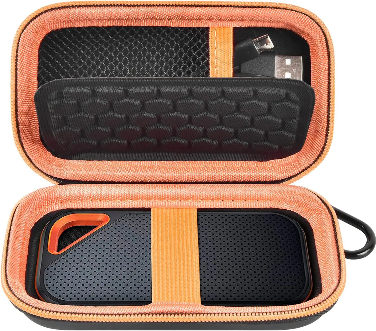 Hard EVA Case for SanDisk Extreme PRO Portable SSD – Travel Case SSD Carrying Case Babs orange zipper