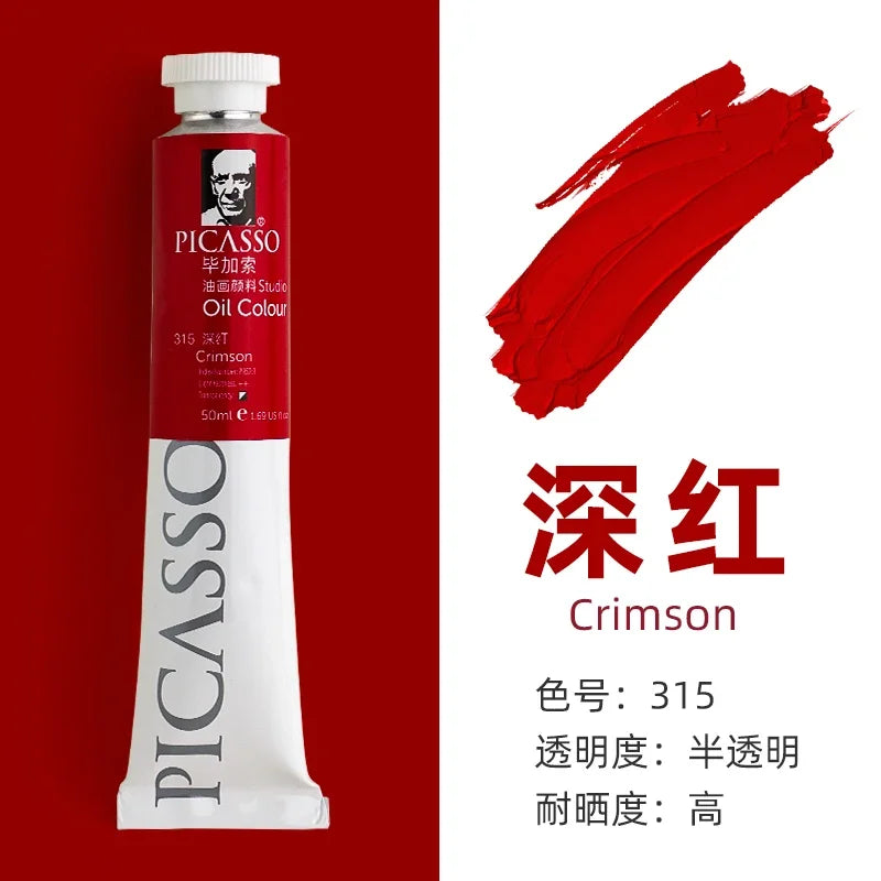 50ml Large Tube Oil Paints – Non-Toxic, Mixable Art Supplies Oil Paint Set Babs 50ml 6