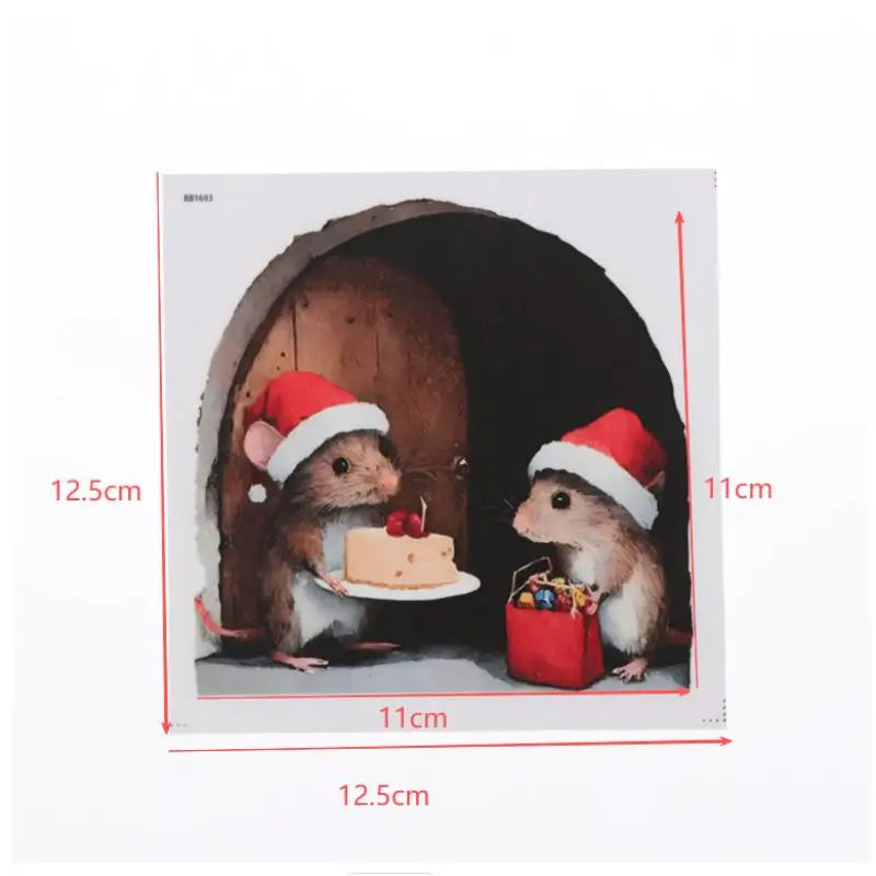 Christmas Mouse Hole Wall Stickers – Cute Xmas Home Decor Christmas Wall Sticker Babs