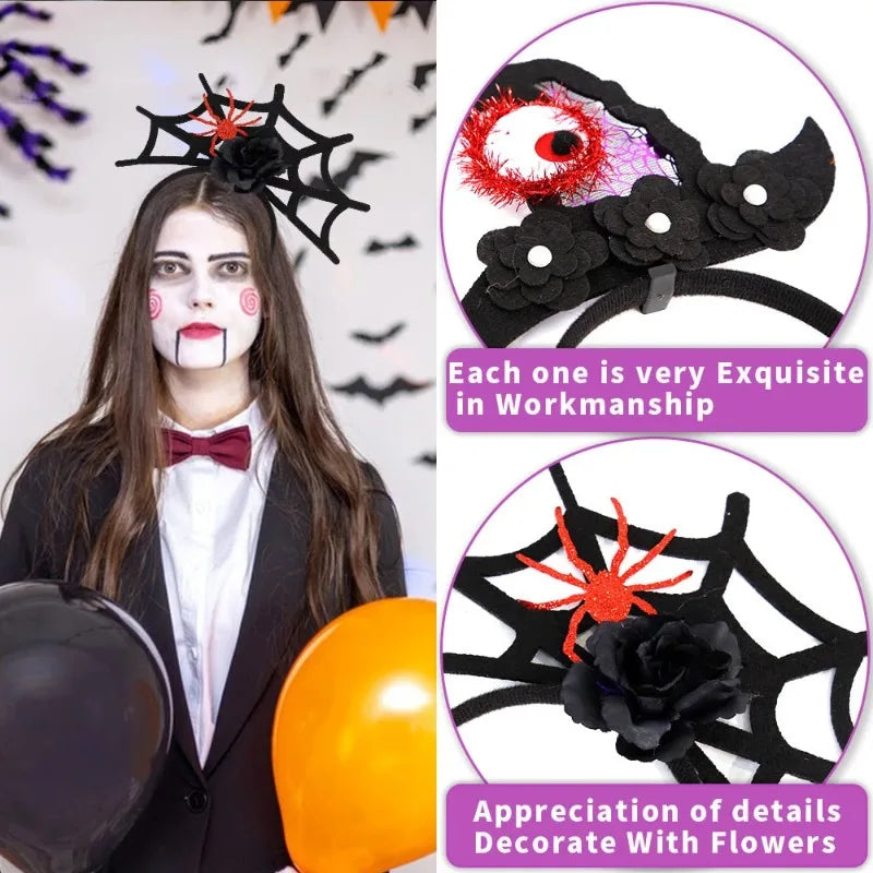 Halloween Witch Hat Headband with 3D Spider | Party Costume Hoop Halloween Costume Headband Babs
