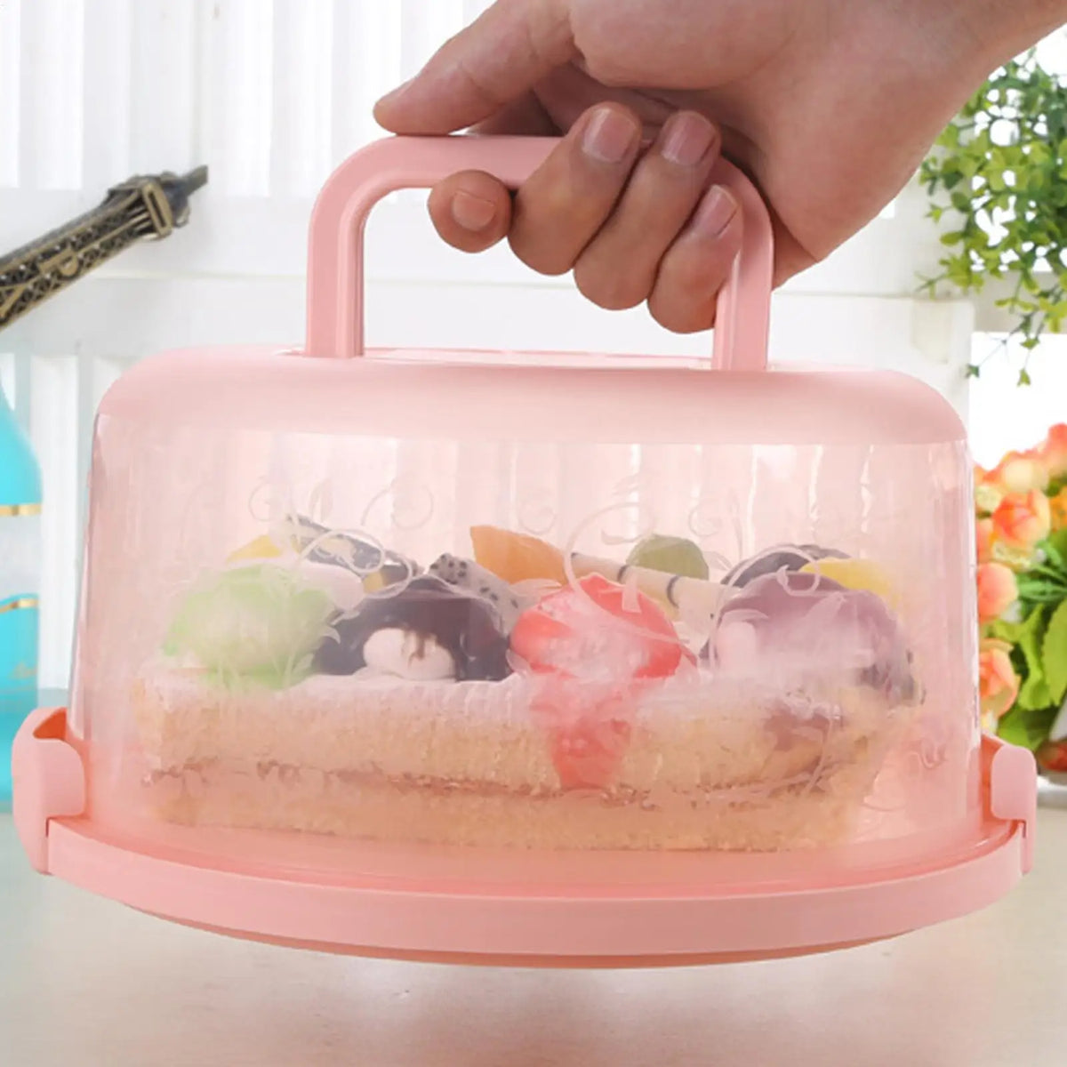 Portable Round Cake Carrier Box with Lid & Handle | Food Storage Cake Carrier Box Babs