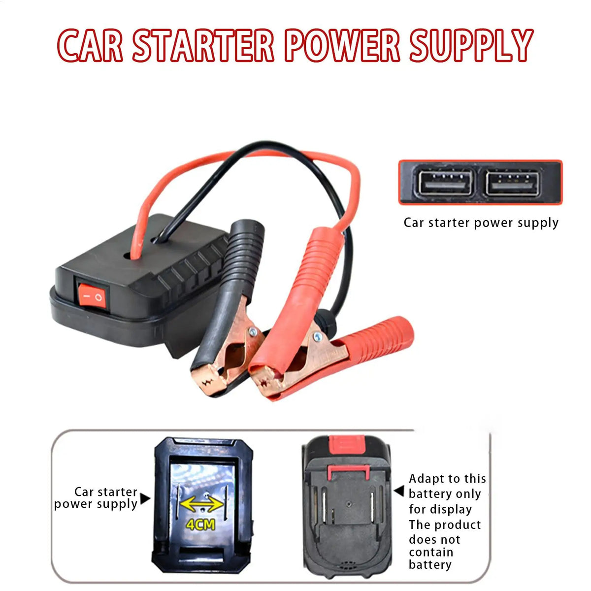 Portable Car Battery Jump Starter Booster Cable Adapter Car Jump Starter Babs