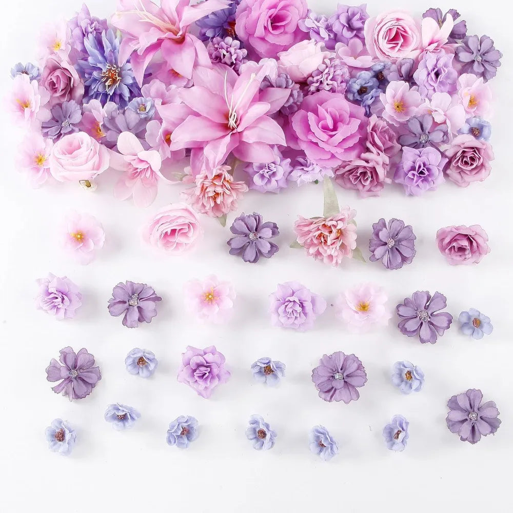 Blue Silk Artificial Rose & Daisy Flower Heads – 20/50 Pcs Artificial Flower Heads Babs