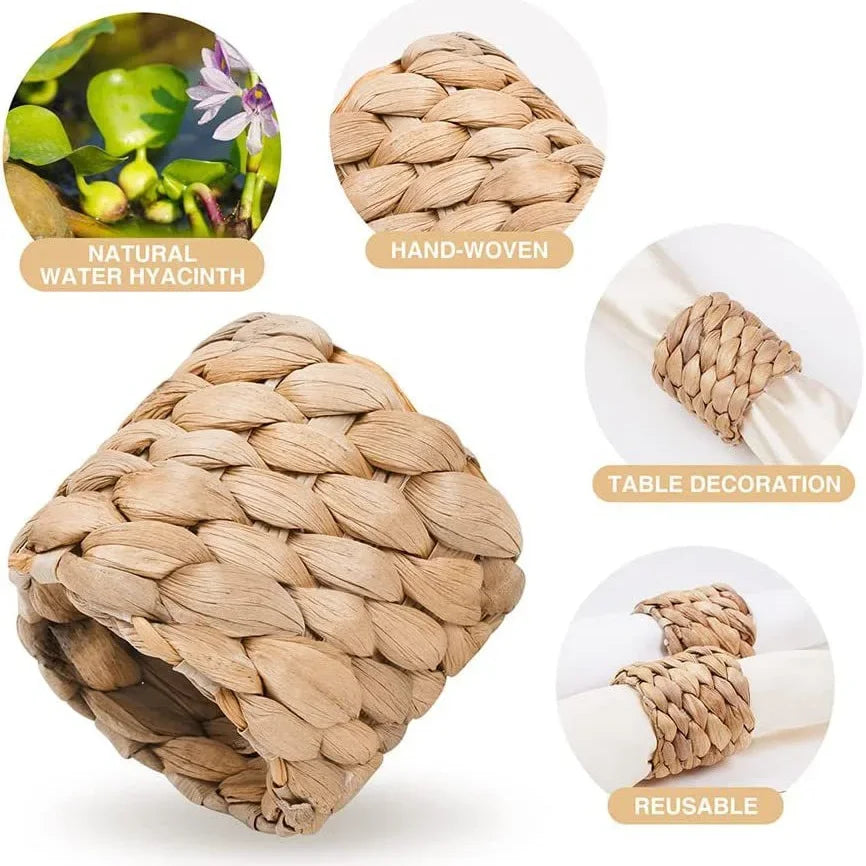 Handwoven Water Hyacinth Napkin Rings – Braided Round Holders Napkin Rings Babs