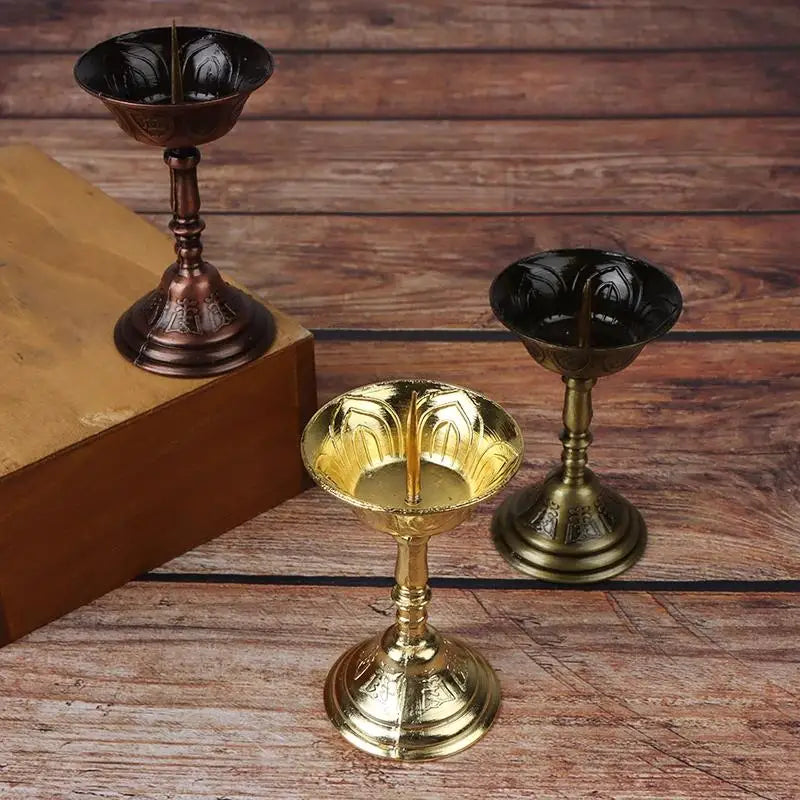 Metal Lotus Votive Candle Holder – Buddhist Butter Lamp Stand Votive Candle Holder Babs