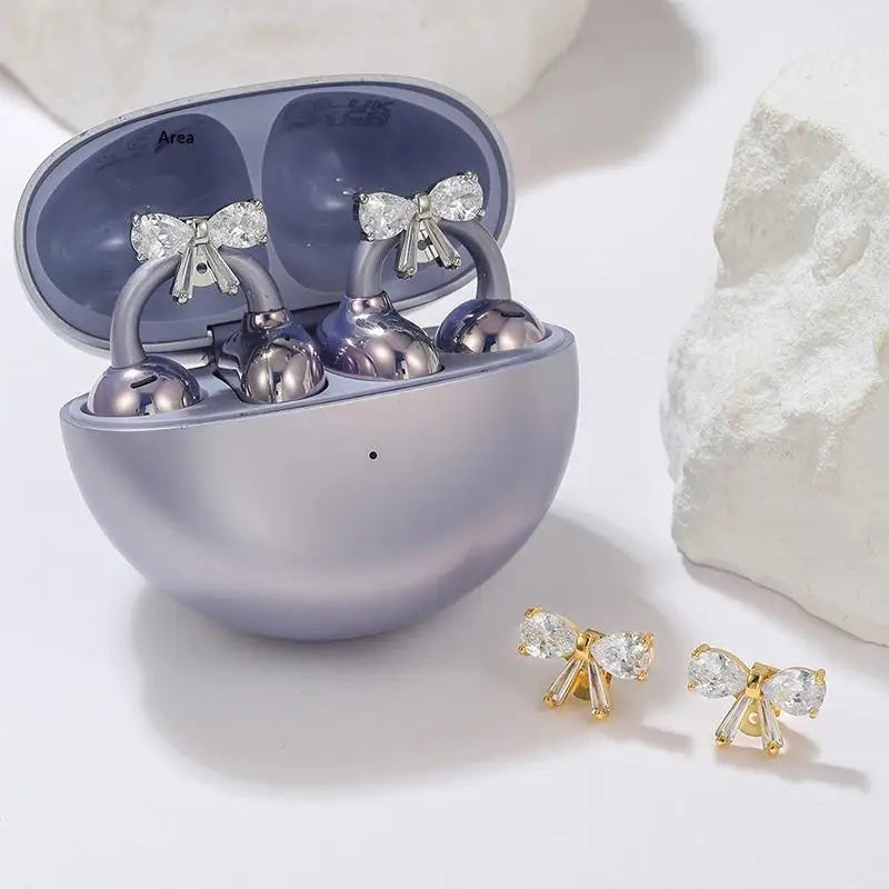 Bow Rhinestone Clip-On Headphone Charms for FreeClip 1 & 2 Headphone Charm Clip Babs