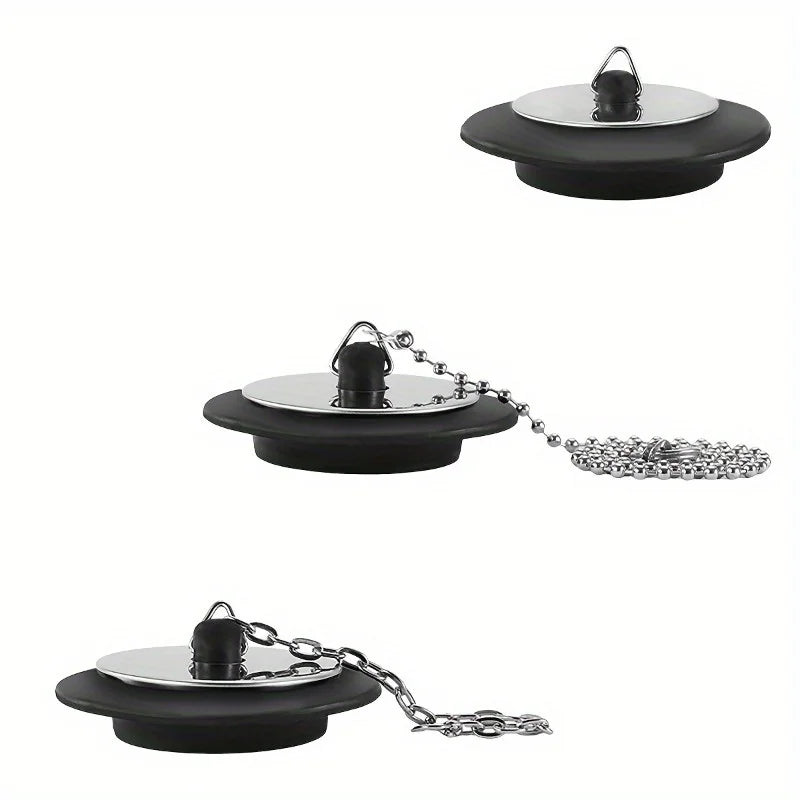 3-Pack Rubber Sink Plugs with Ball Chain – 43mm Drain Cover Sink Drain Plug Babs 3pcs