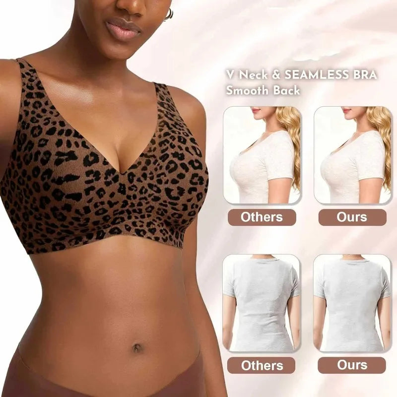 Leopard Print Wireless Bra – Seamless, Wire-Free Women's Lingerie Wireless Seamless Bra Babs