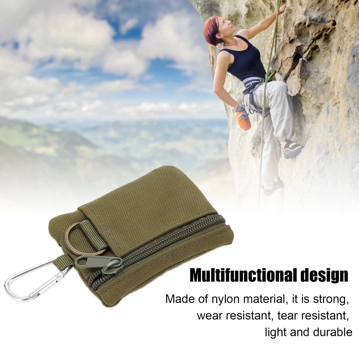 Mini EDC Molle Pouch Wallet – Key Card & Coin Purse with Carabiner EDC Molle Pouch Babs