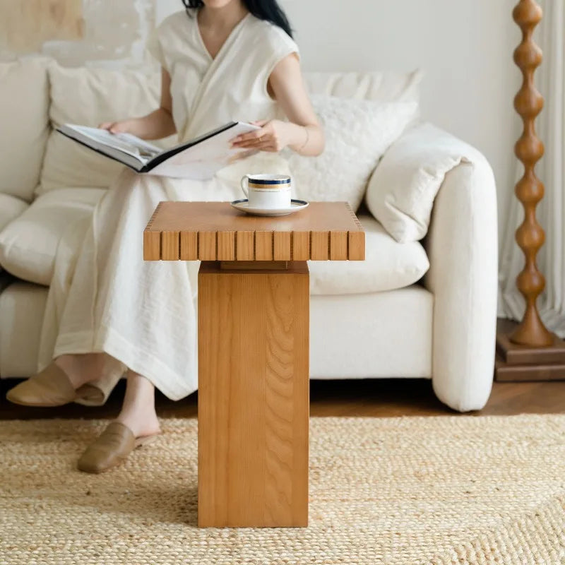 Solid Wood Square Side Table – Modern Minimalist Coffee Table Wood Side Table Babs