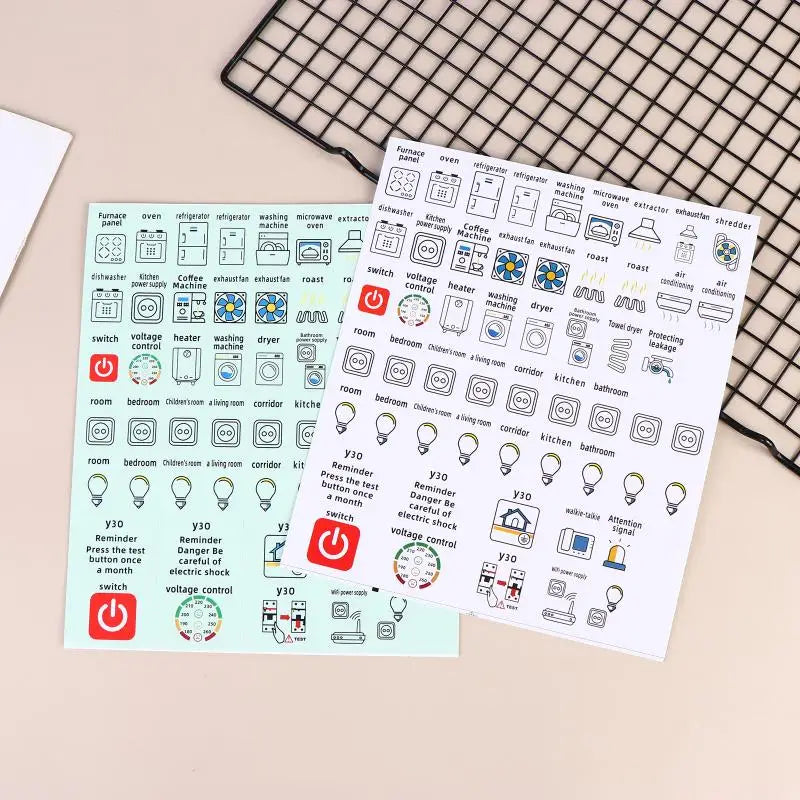 Circuit Breaker Panel Label Stickers – Waterproof PVC 2/5 Sheets Panel Label Stickers Babs