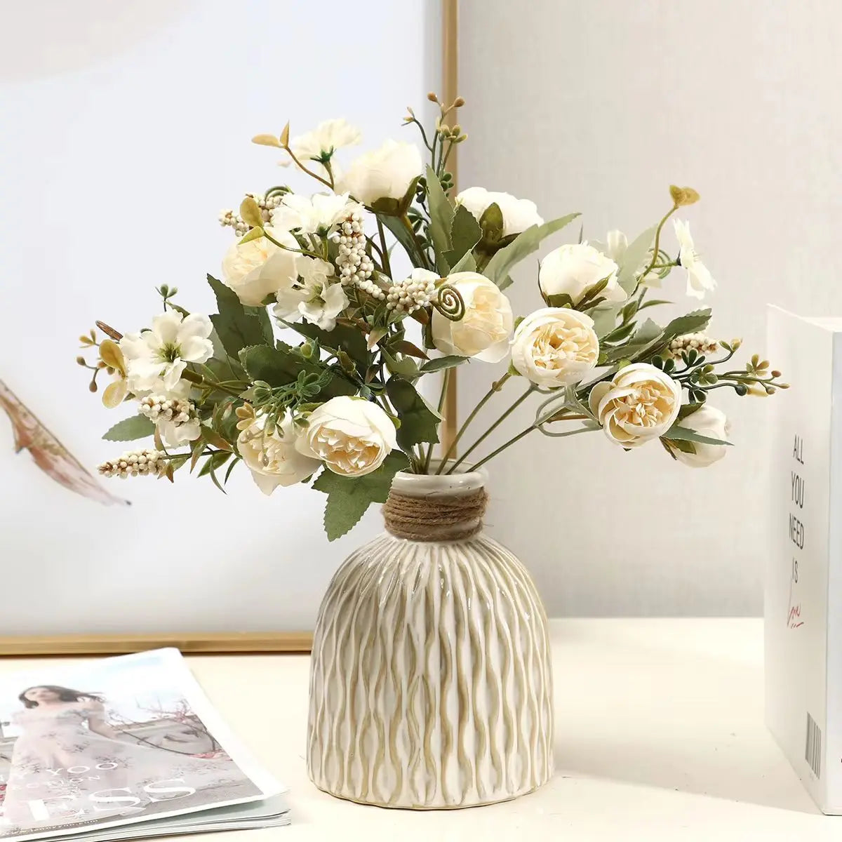 Artificial Silk Rose & Peony Bouquet – Wedding & Home Décor Artificial Flower Bouquet Babs
