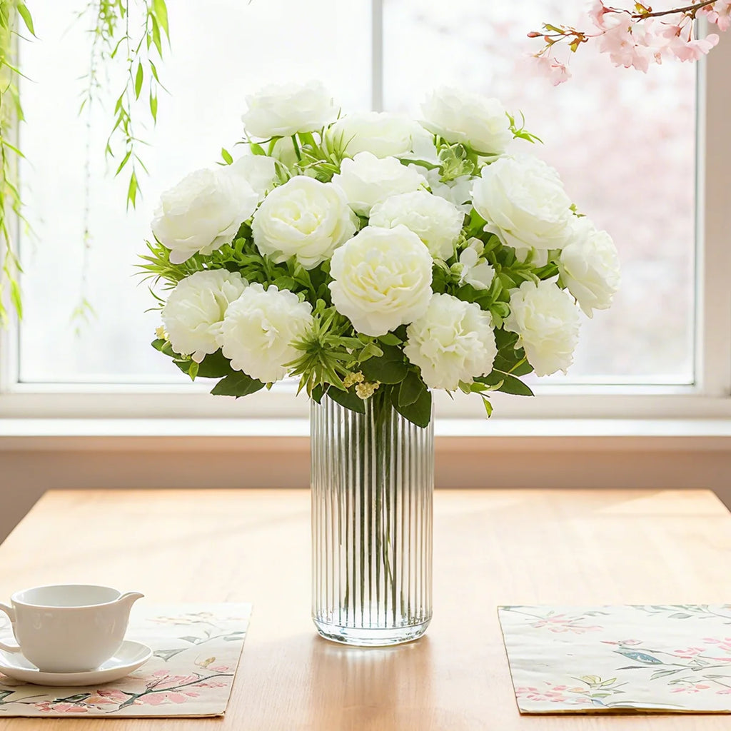 Artificial Silk Peony Chrysanthemum Bouquet – Wedding Home Decor Artificial Flower Bouquet Babs