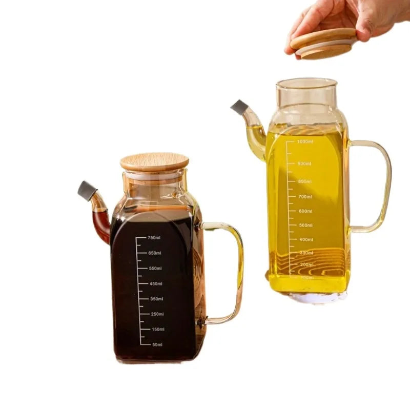 Borosilicate Glass Oil Dispenser Bottle – Non-Drip Square Glass Oil Dispenser Babs