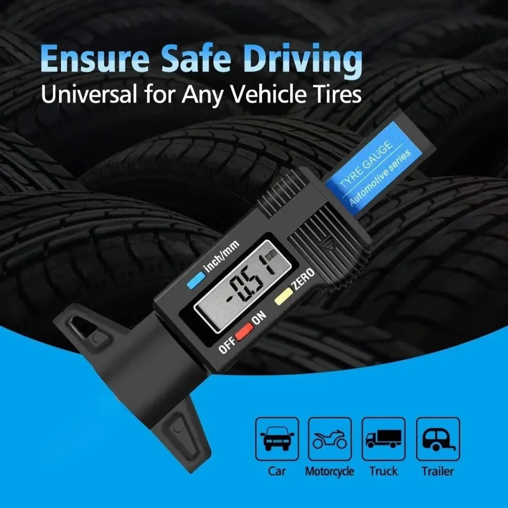 Digital Tire Tread Depth Gauge 0-25mm LCD Caliper Tool Tire Tread Gauge Babs