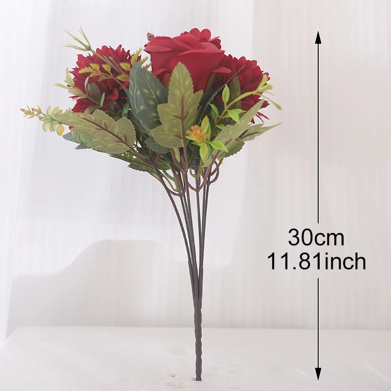 Silk Daisy Rose Artificial Flower Bouquet – Wedding & Home Décor Artificial Flower Bouquet Babs