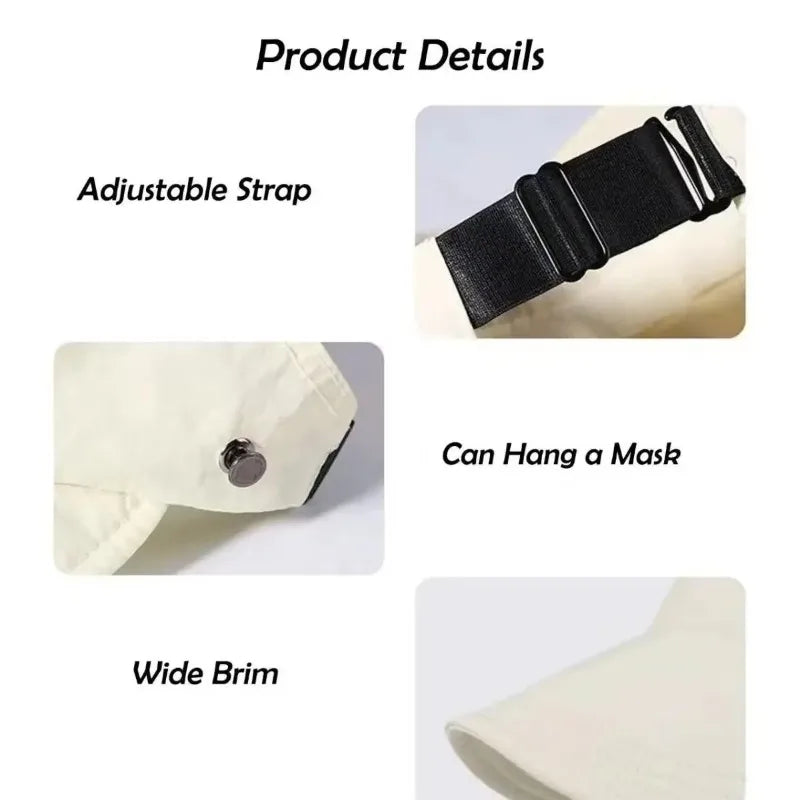 Foldable Wide Brim Ponytail Sun Hat – Adjustable Beach Cap Wide Brim Sun Hat Babs