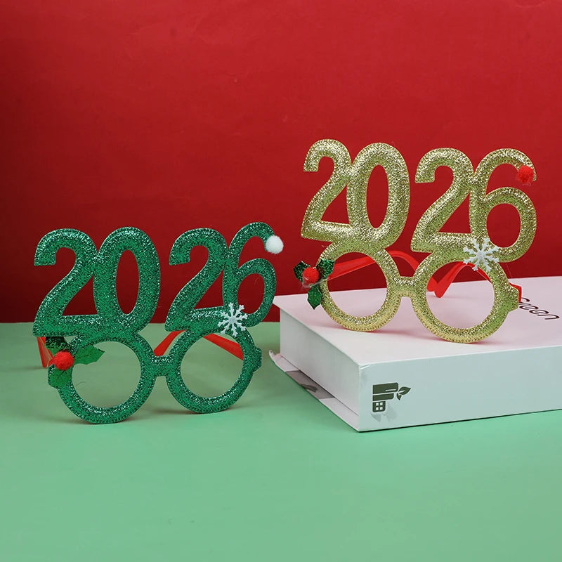 2026 New Year Party Glasses – Funny Christmas Photo Booth Props Holiday Party Props Babs