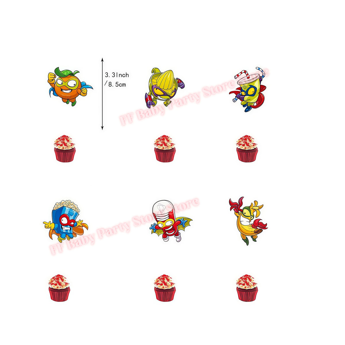 Superthings Party Balloons, Cake Toppers & Backdrop Set – 6pcs Party Decoration Set Babs 12pcs cupcake topper others
