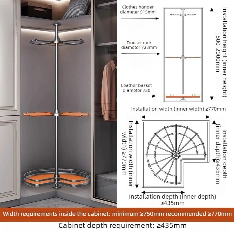Rotating Coat Rack – Modern Aluminum Hanger Stand, 4 Hooks Rotating Coat Rack Babs Orange-Small
