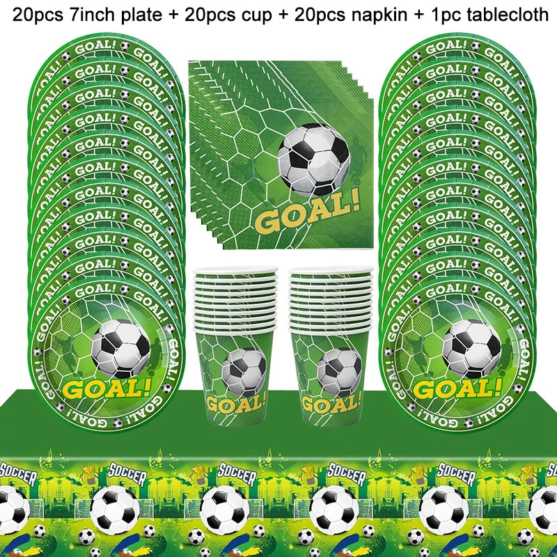 Soccer Party Disposable Tableware Set – Plates, Cups & More Party Tableware Set Babs 61pcs set