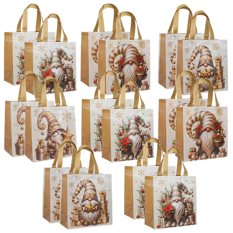Christmas Santa Claus Non-Woven Gift Bags with Handle 4–12pcs Christmas Gift Bags Babs Mix 4Pcs